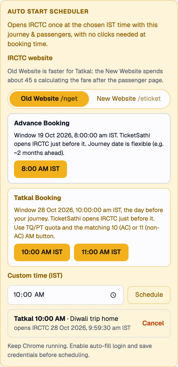 The scheduler with the 8:00, 10:00 and 11:00 buttons